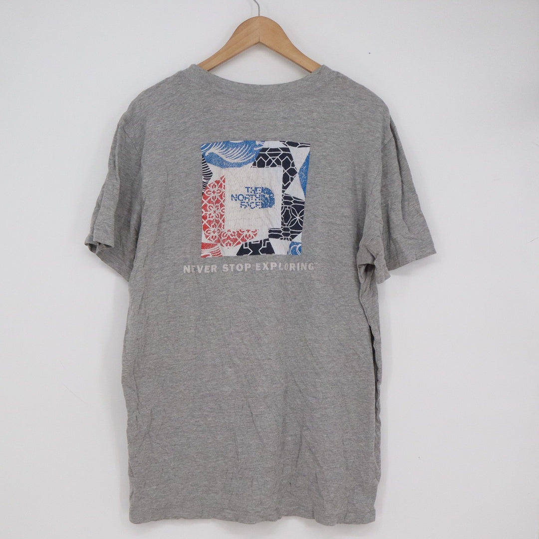 The North Face Mens XL Heather Gray Graphic T-Shirt Never Stop Exploring Back