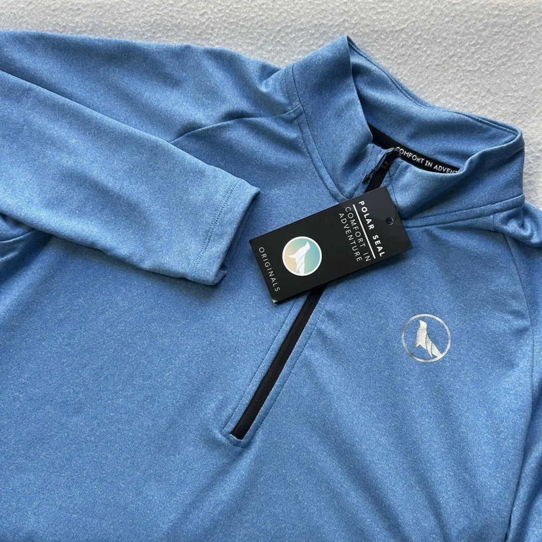 Polar Seal Heated Shirt Womens XL Alpine Blue 1/4 Zip Raglan Thumb Hole Sleeve
