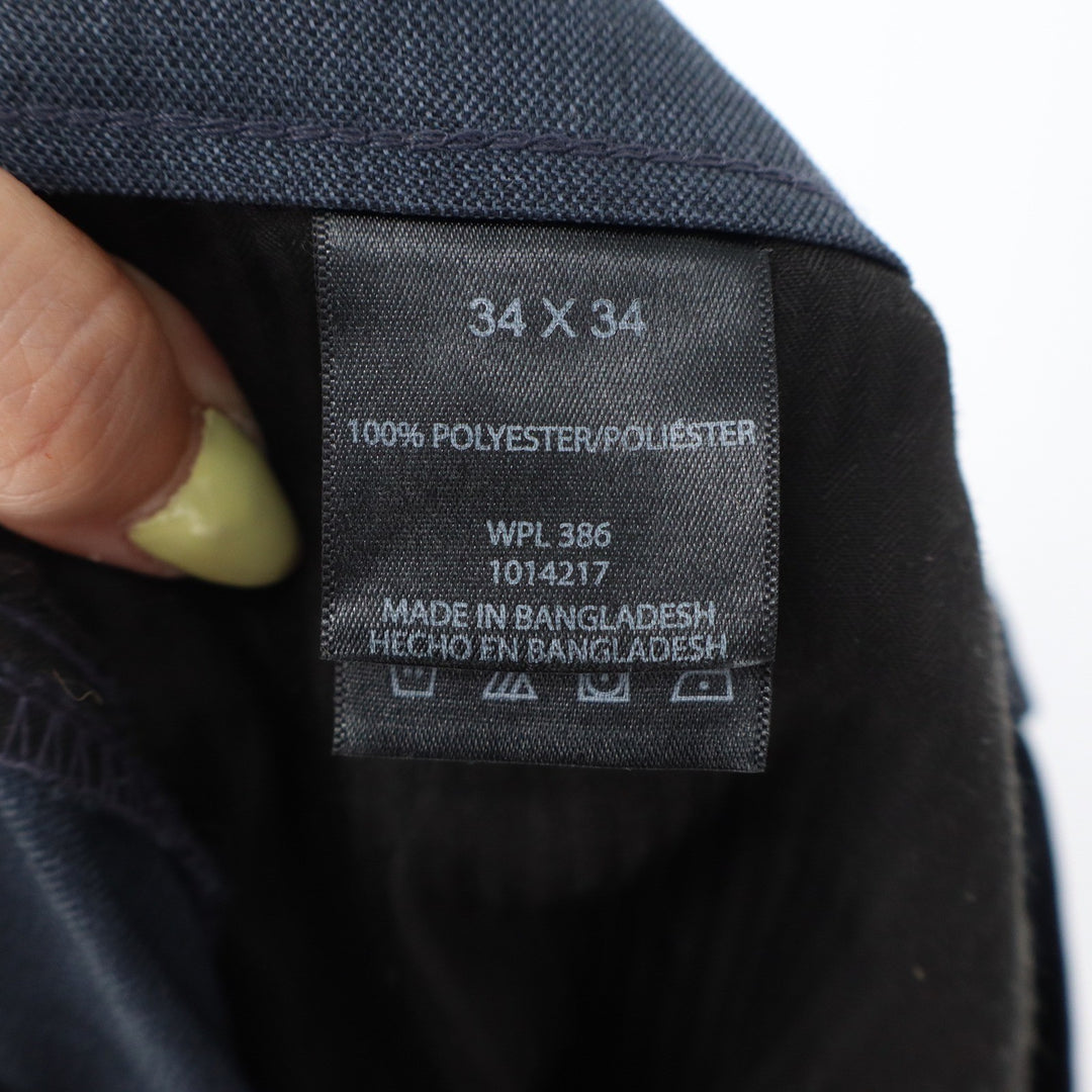 Haggar H26 Mens Dress Pants Blue Textured Straight Leg Trousers 34x34