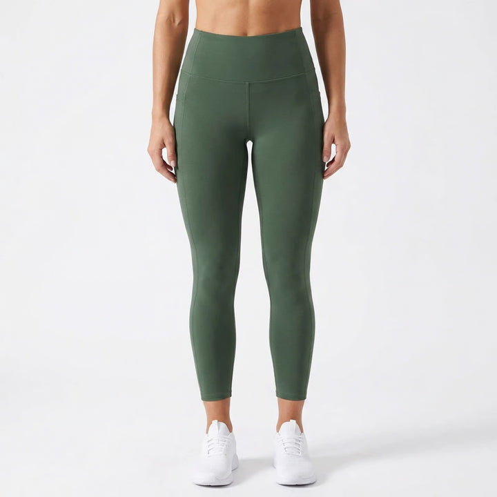 Skechers GO WALK Olive Green High Waisted Pocket Leggings Large Ankle Length