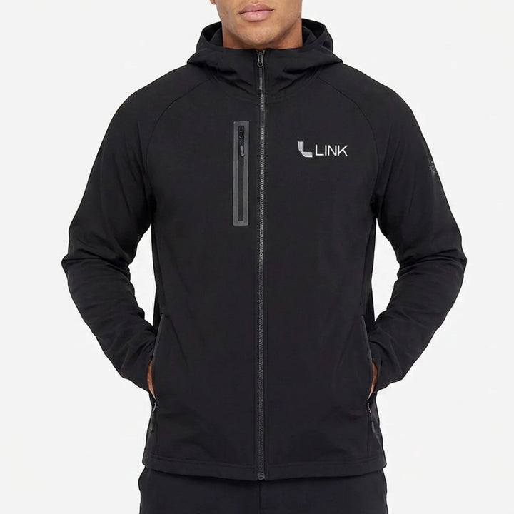 The North Face Link Hoodie Mens 2XL Black Full Zip Pockets Raglan Long Sleeve