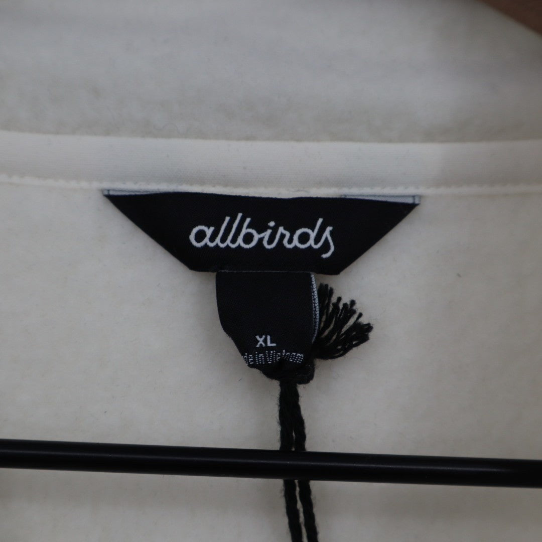 Allbirds Fluff Fleece Jacket Mens XL Cream Pockets Quarter Snap Outdoor Wear