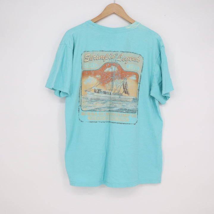 Comfort Colors Bubba Gump Shrimp Co Shrimpin Legend Graphic T-Shirt Aqua Blue L