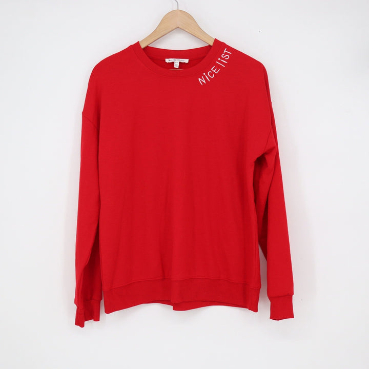 Workshop Republic Clothing Red Nice List Christmas Sweatshirt Mens Medium