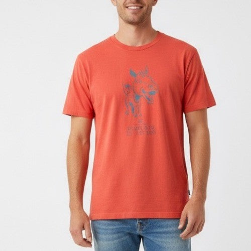 AG Adriano Goldschmied Mens T Shirt Orange Donkey Graphic Crew Neck Made in USA
