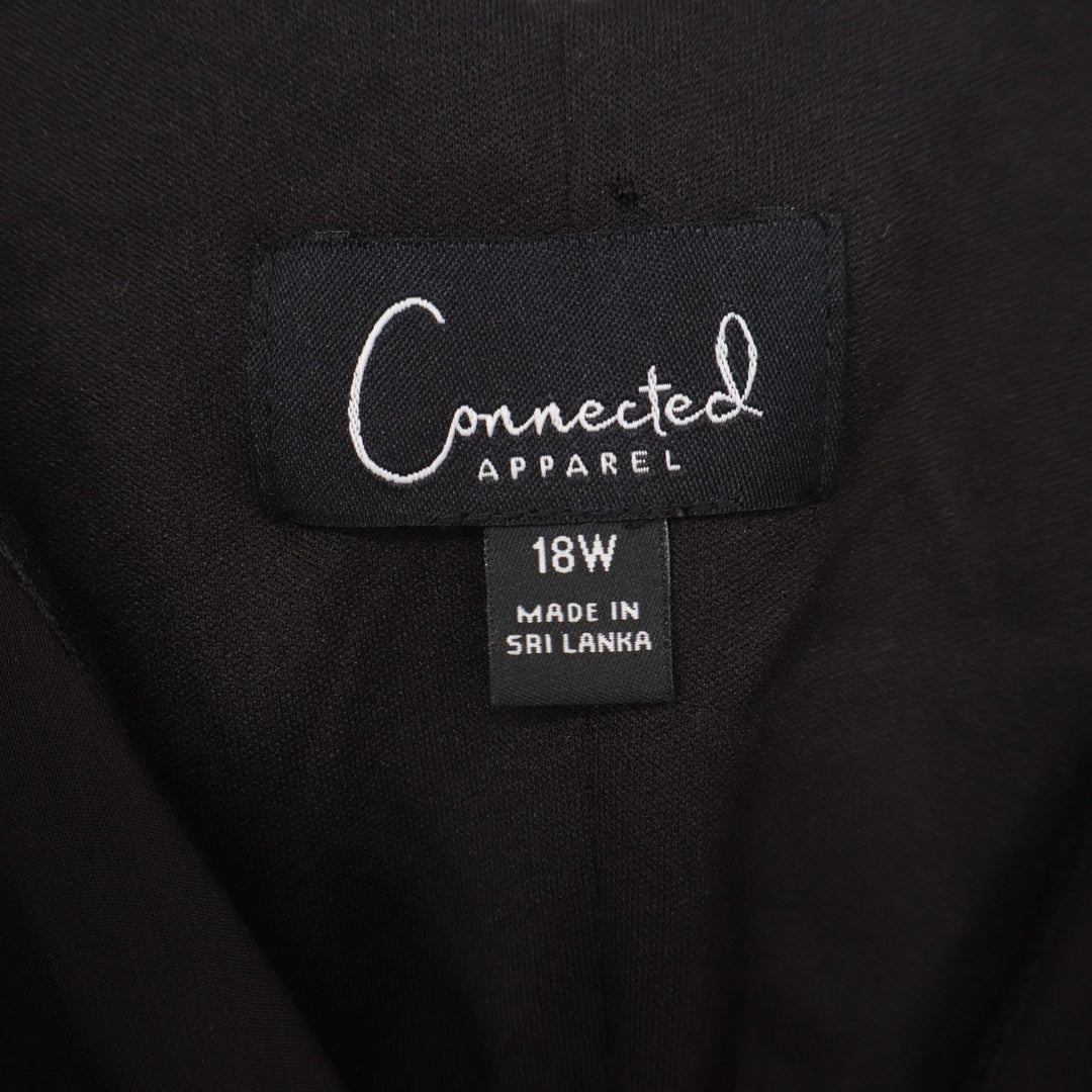 Connected Apparel Dress Womens 18W Black Ruffle V-Neck Maxi Excellent