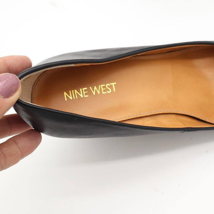 Nine West Highway3Y Black Wedge Pumps Round Toe Heels Womens 8.5M
