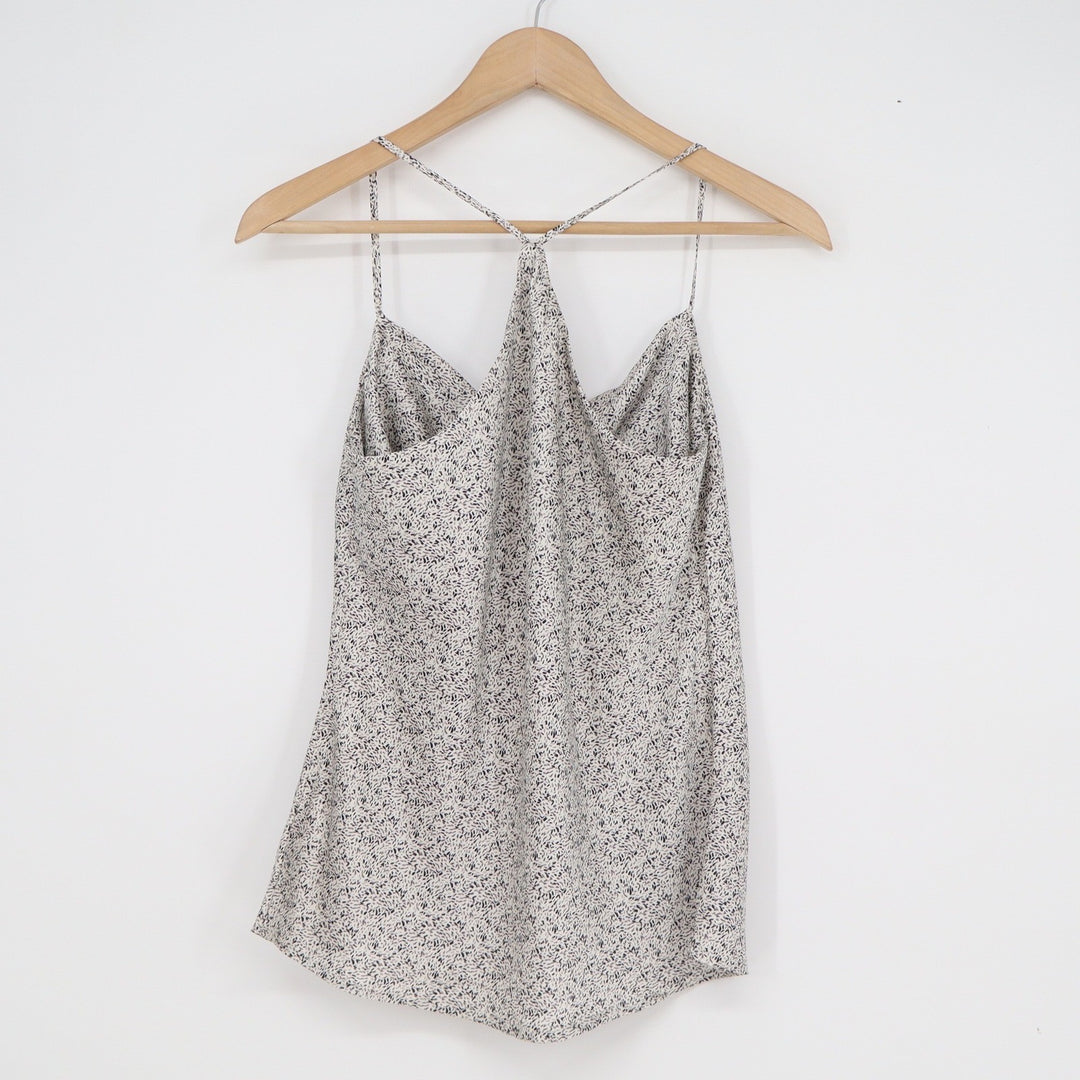 Express Womens Small Black White Abstract Print Cowl Neck T-Back Camisole Top