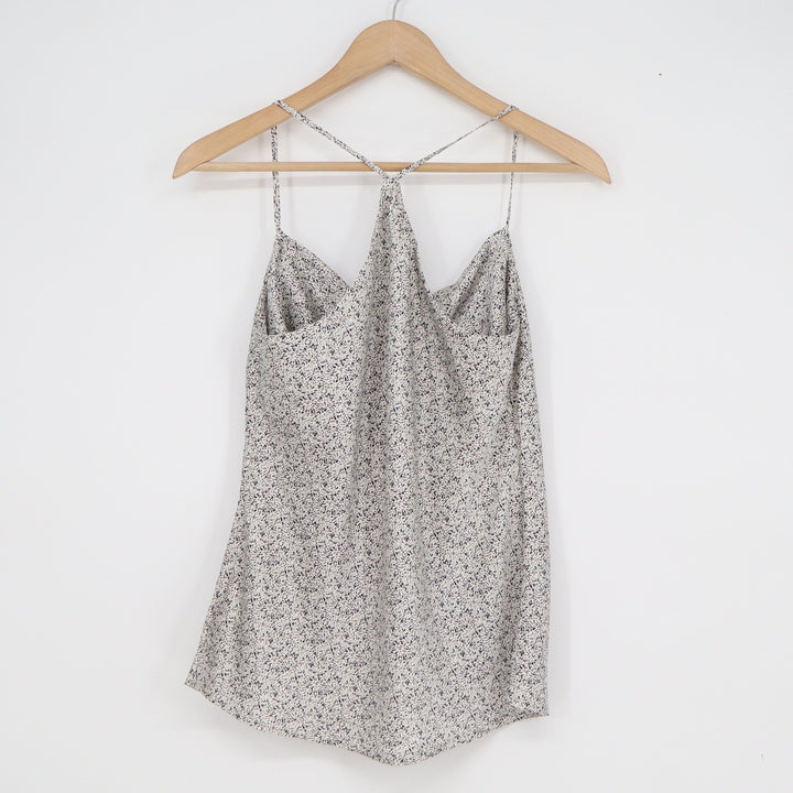 Express Womens Small Black White Abstract Print Cowl Neck T-Back Camisole Top