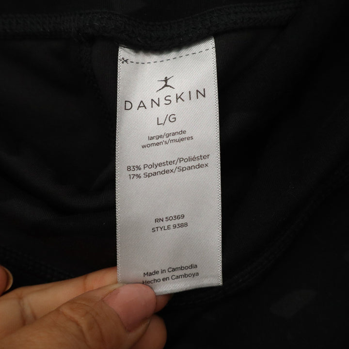 Danskin Womens Black Camo High Waisted Pocket Leggings Size L