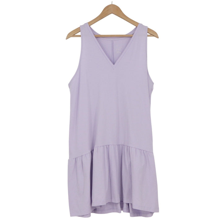 A New Day Lavender Purple V-Neck Ruffle Drop Waist Mini Dress Large