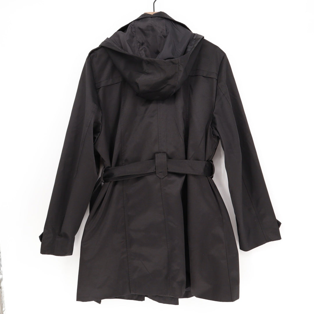 Free Country Black Double Breasted Belted Trench Coat with Hood Size 2XL