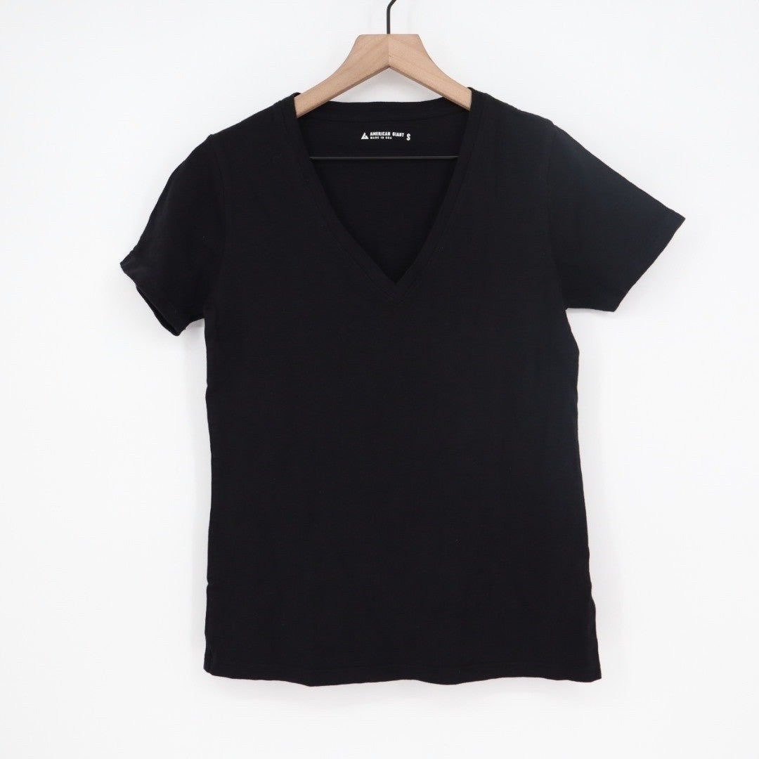 American Giant Women's Classic Cotton V-Neck Tee Size S Made In USA