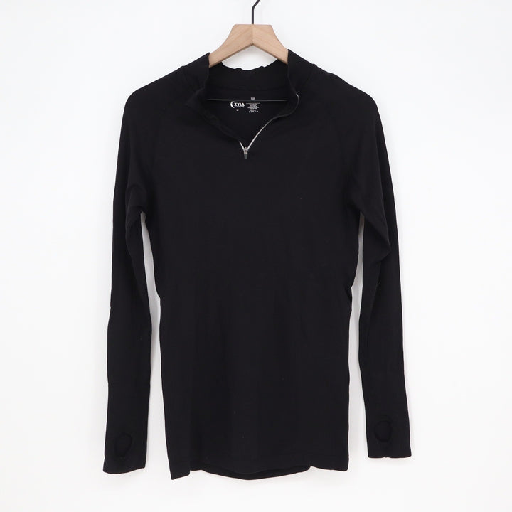 Zyia Active Pullover Womens M Copper Infused Seamless Black 1/4 Zip Excellent