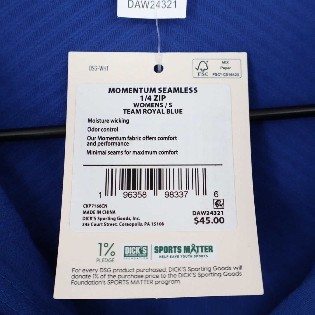 DSG Momentum Seamless 1/4 Zip Womens S Team Royal Blue Cropped Pullover