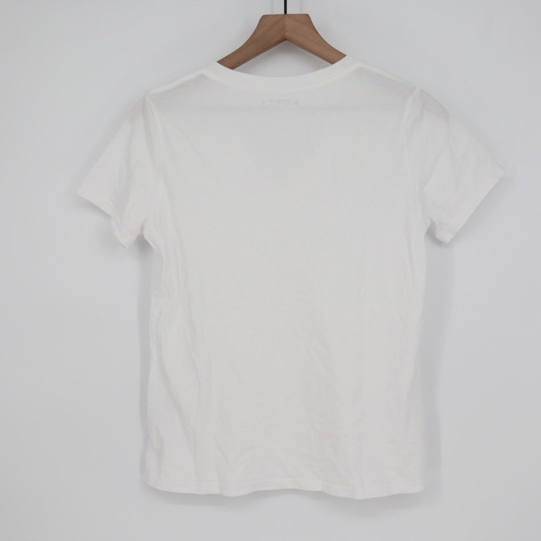 AMERICAN GIANT Classic V Neck T Shirt White Made in USA Size S