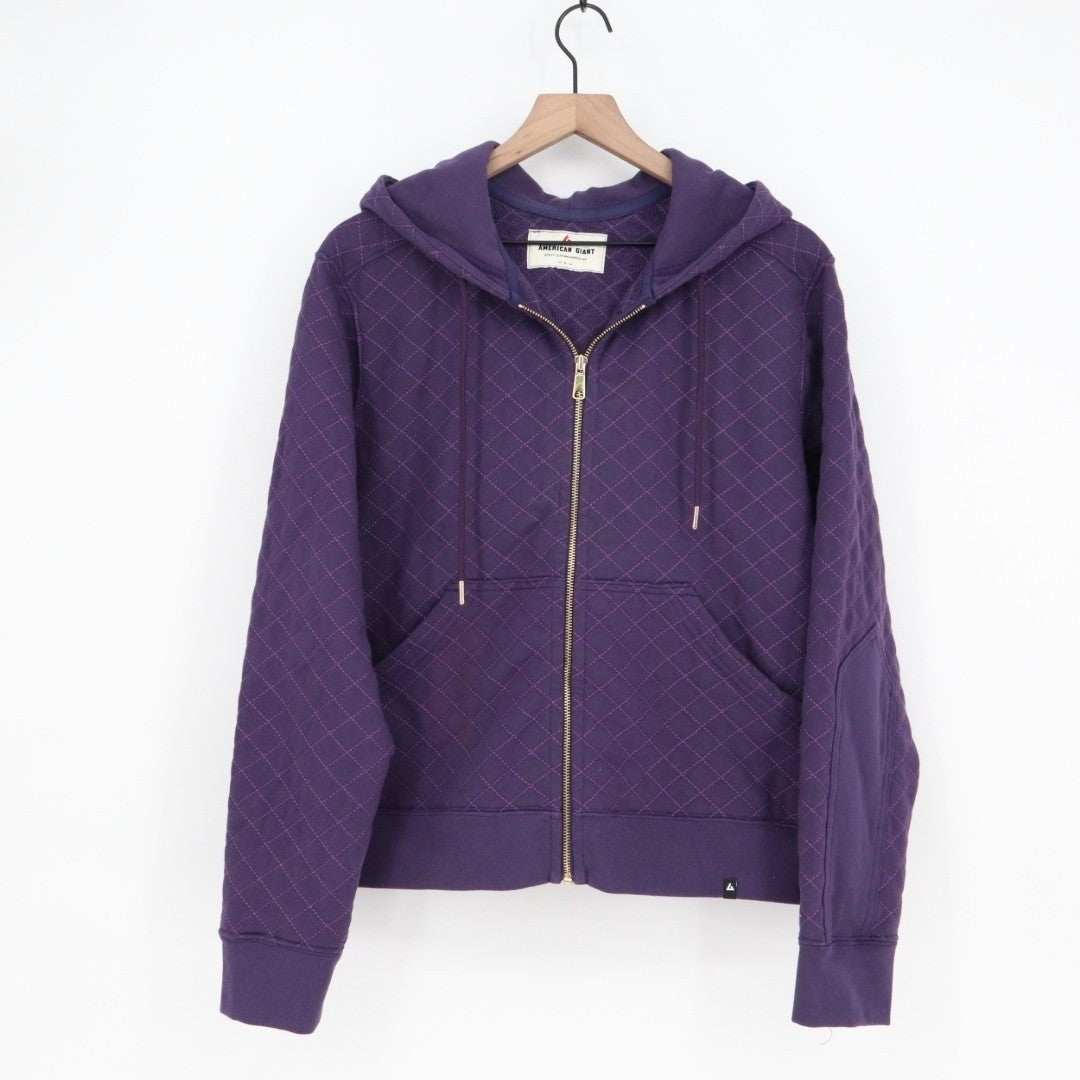 American Giant Diamond Stitch Classic Full Zip 2.0 Hoodie Womens L Purple Velvet