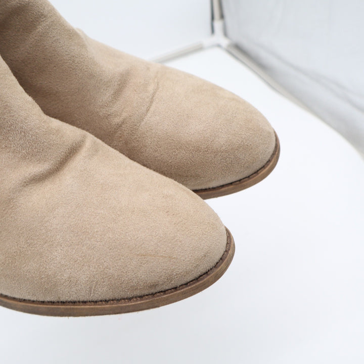 GC Shoes Womens Tan Beige Faux Suede Side Cutout Low Block Heel Ankle Boots 10