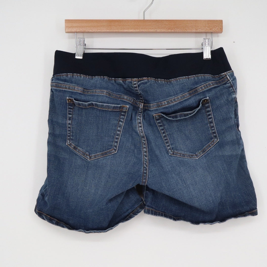 Liz Lange Maternity Target Blue Denim Shorts Medium Wash Over Belly Size S 4-6