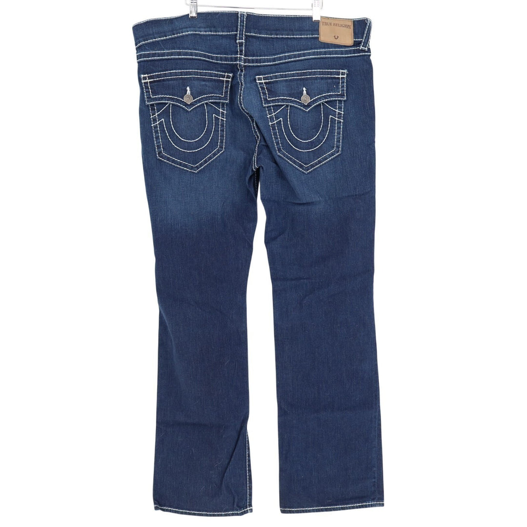 True Religion Jeans Mens 42 Blue Whiskering Denim Cotton Stretch Straight Leg