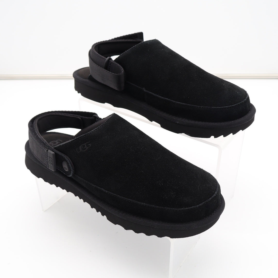 UGG Goldenstar Clog Black Suede Adjustable Strap Shoes Size 6