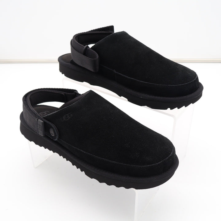 UGG Goldenstar Clog Black Suede Adjustable Strap Shoes Size 6