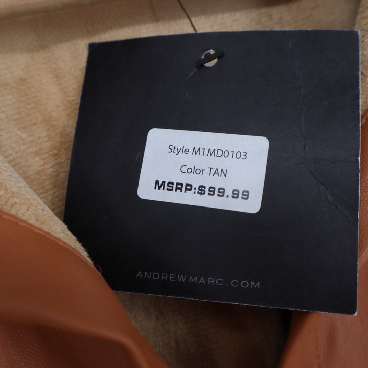 Marc New York Tan Faux Leather Button Front Shirt Dress