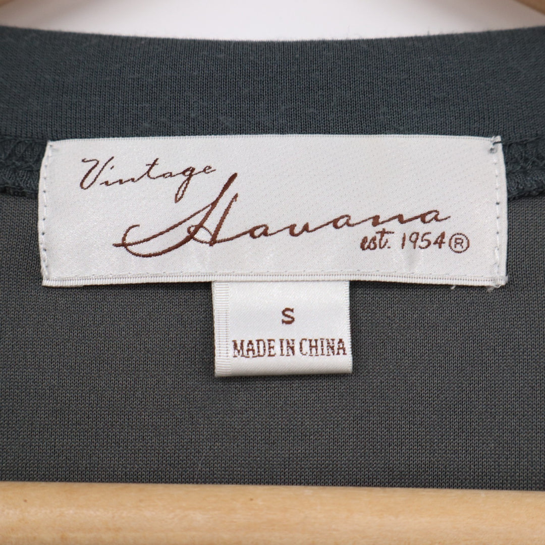 Vintage Havana Crop Sweatshirt Womens Small Teal Long Sleeve Crew Neck Side Slit