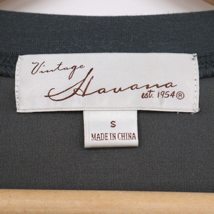 Vintage Havana Crop Sweatshirt Womens Small Teal Long Sleeve Crew Neck Side Slit