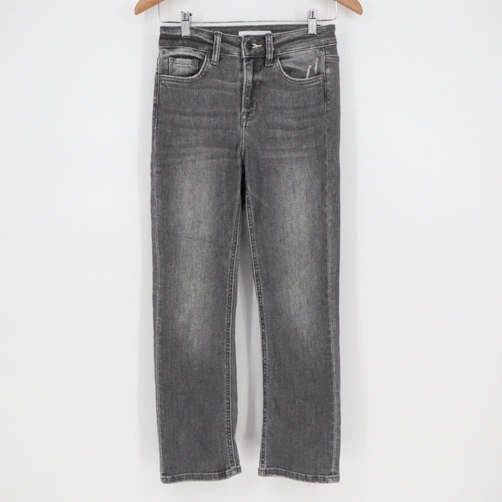 Flying Monkey Gray Wash Denim Jeans Straight Leg Distressed Size 24 Style F4754