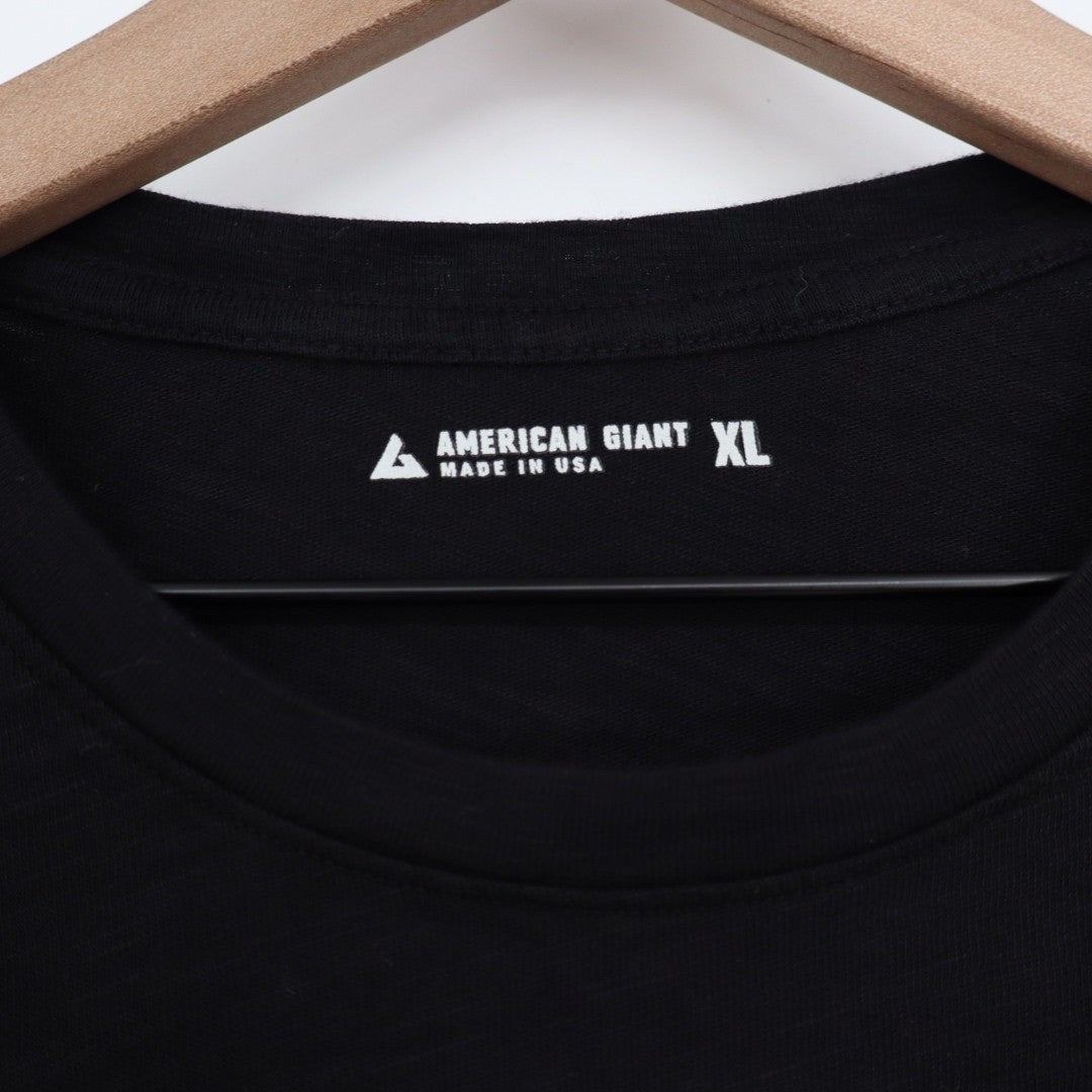 AMERICAN GIANT Black Crew Neck T Shirt XL Made in USA Cotton Short Sleeve