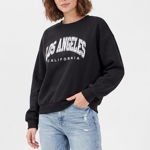 Shein Sweatshirt Womens Large Black Los Angeles California Crew Neck Pullover