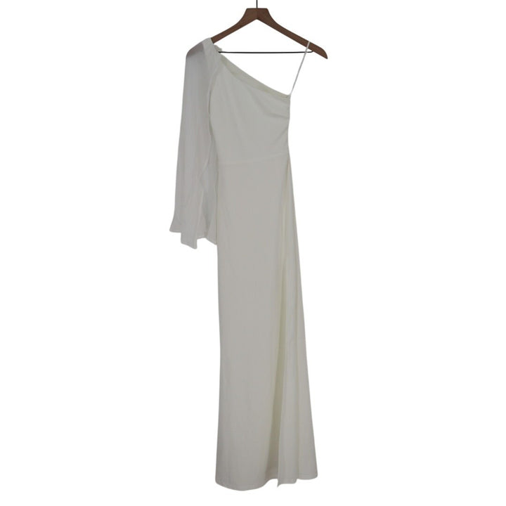 Lulus Majestic Attitude Cape Sleeve One-Shoulder Maxi Dress Womens XS White