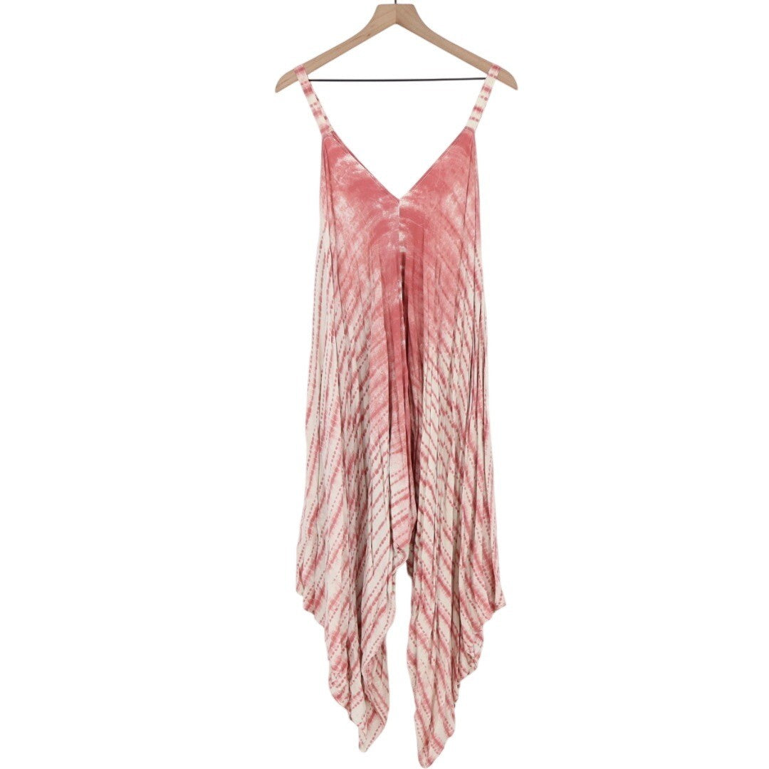 Design Lab Tie Dye Jumpsuit Wide Leg Harem Style Pink Cream M