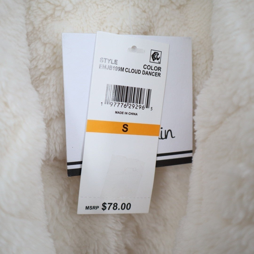 Linea Donatella Wrap Bathrobe Womens Small White Fleece Cable Knit Shawl Collar