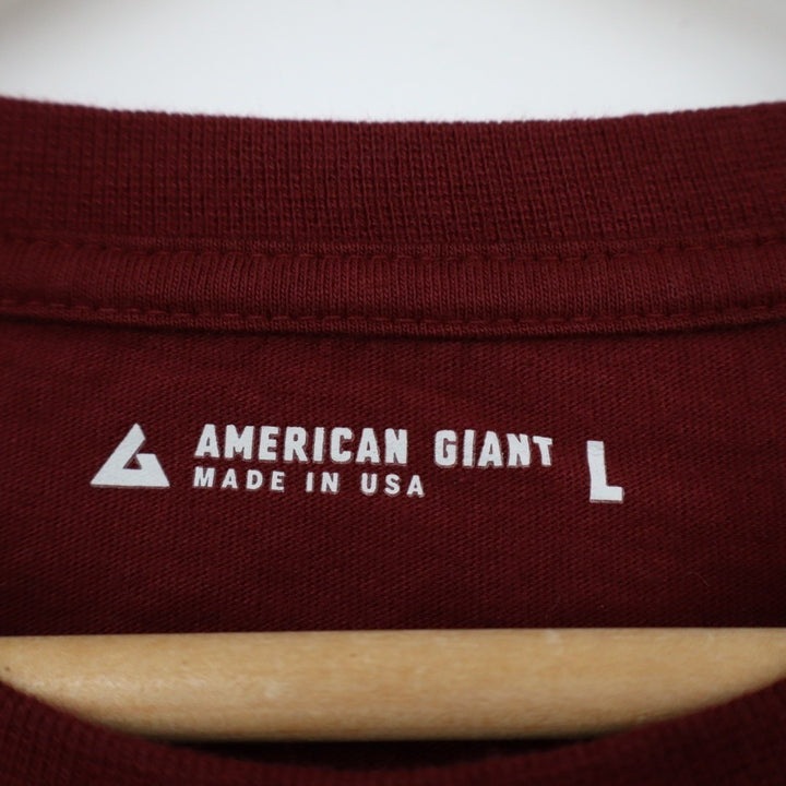 American Giant Shirt Mens Large Red 100% Cotton Casual Everyday Wear Crew Neck