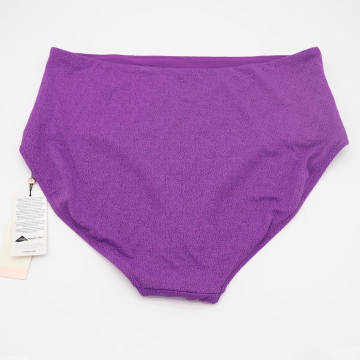 CALIA Womens High Rise Swim Bottom Purple Punch Texture Lycra XL
