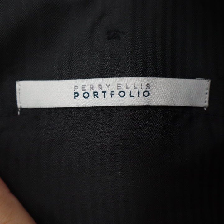 Perry Ellis Portfolio Mens Slim Fit Black Dress Pants Trousers 33x32