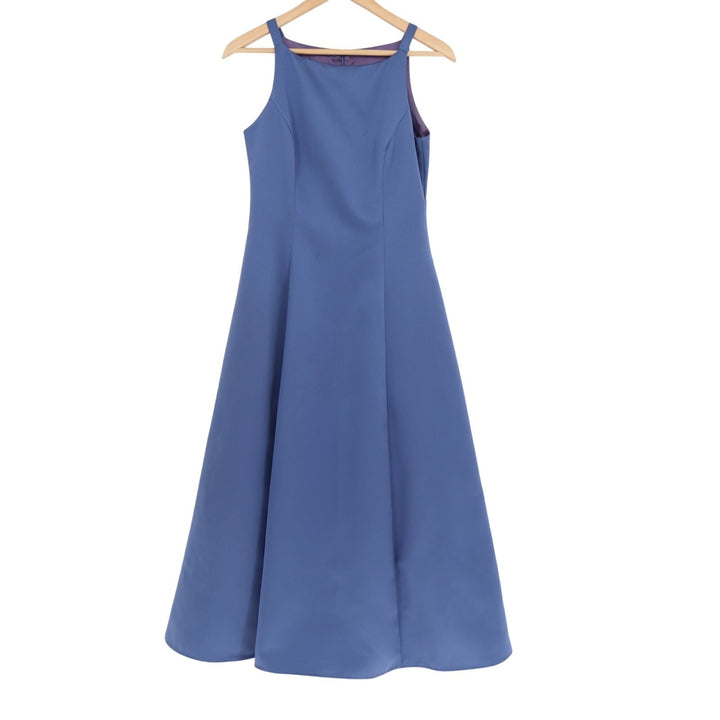 Michaelangelo Fit & Flare Maxi Dress Womens 6 Blue Pleated Back Zip Wide Strap