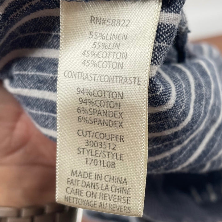 MAX STUDIO Striped Linen Blend Jogger Pants Drawstring Waist Size S
