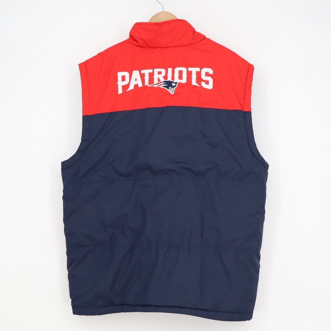 NFL New England Patriots Puffer Vest Mens Navy Blue Red Full Zip Fleece Lined XL