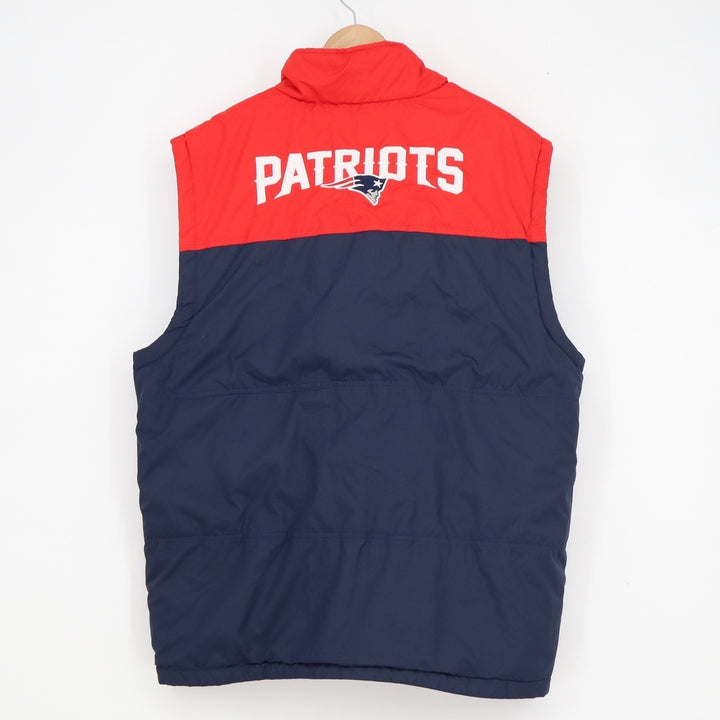 NFL New England Patriots Puffer Vest Mens Navy Blue Red Full Zip Fleece Lined XL