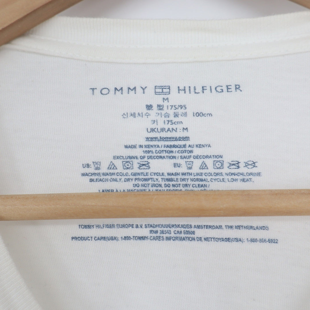 Tommy Hilfiger Mens Crewneck T-Shirt Cream Off-White Cotton Logo Size M