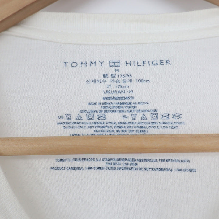 Tommy Hilfiger Mens Crewneck T-Shirt Cream Off-White Cotton Logo Size M