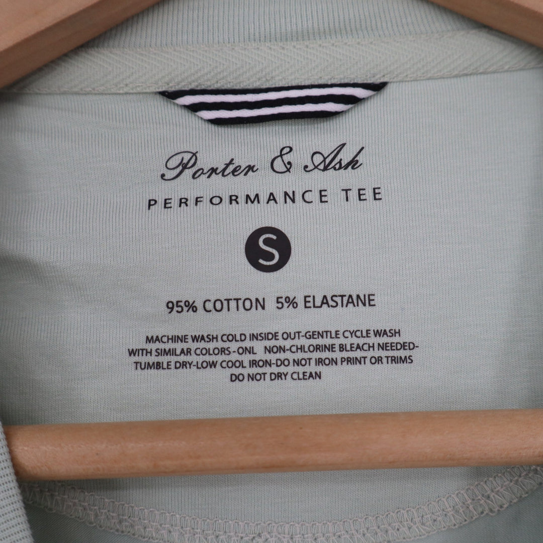 Porter & Ash Performance Tee Mens Small Sage Green Short Sleeve Cotton Stretch