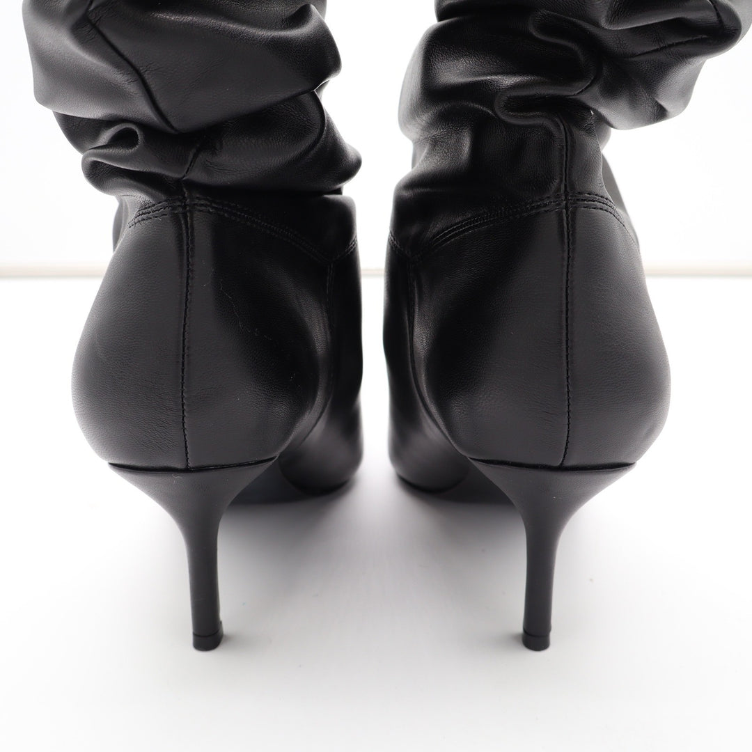 Marc Fisher Marya2 Black Slouchy Pointed Toe Kitten Heel Mid-Calf Boots 7M