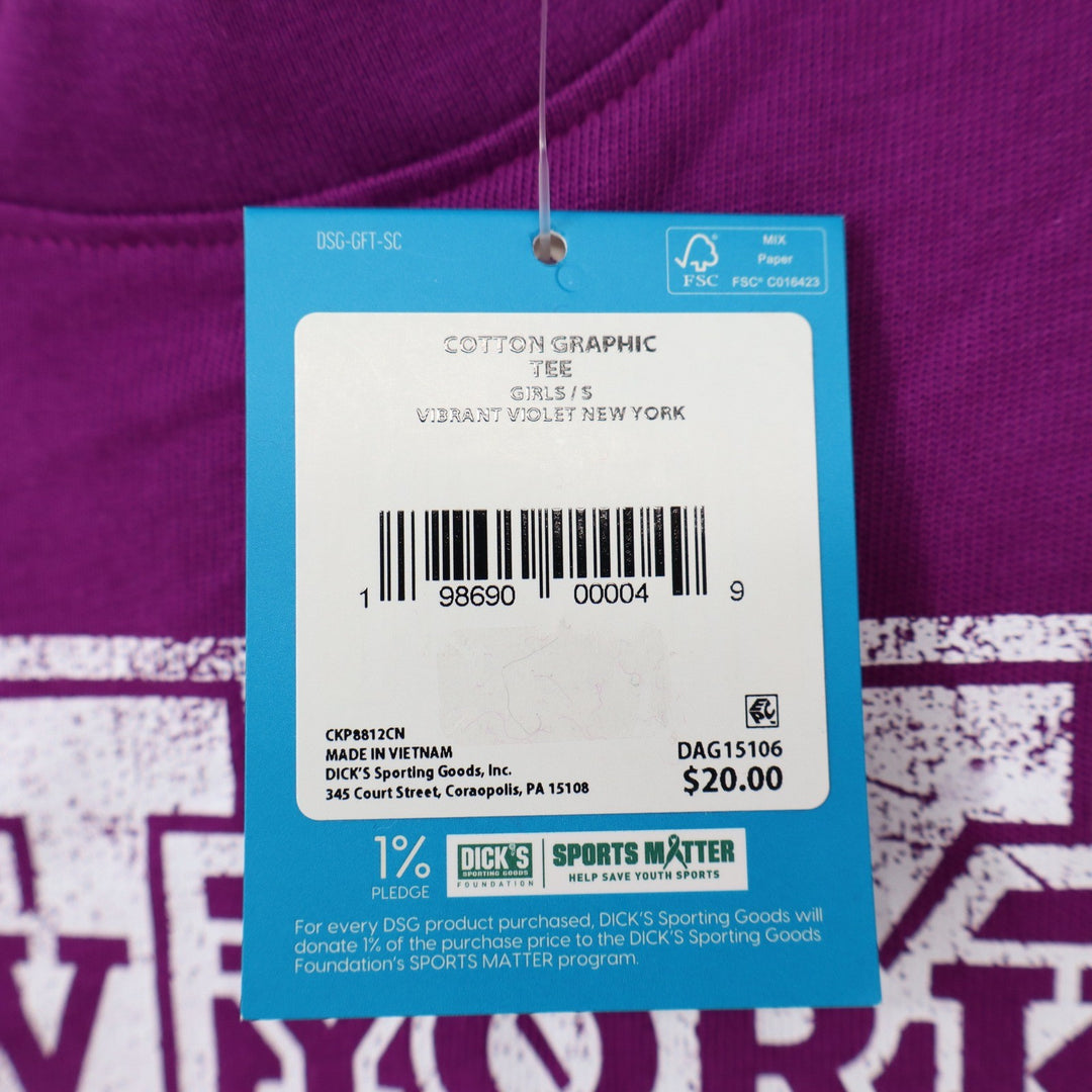DSG Girls S 8-9 New York Graphic Tee Vibrant Violet Cotton T-Shirt