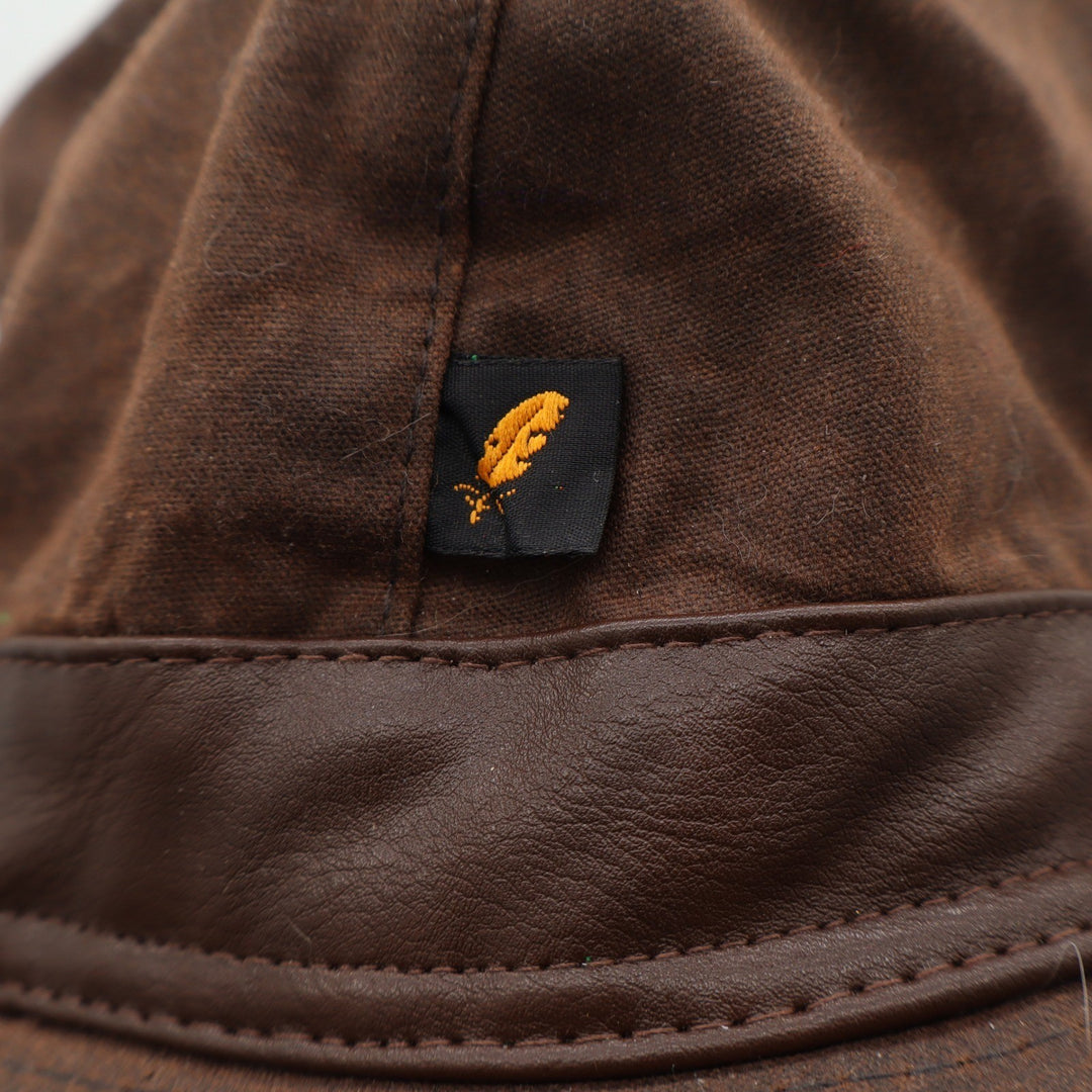 Hatman of Ireland Gerry Moran Brown Waxed Cotton Bush Hat with Feather Size 58cm