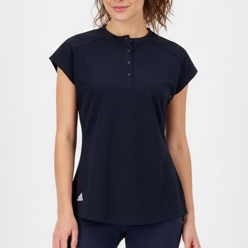 Adidas Womens Golf Shirt Polo Black Short Sleeve Button Up Recycled Polyester XS