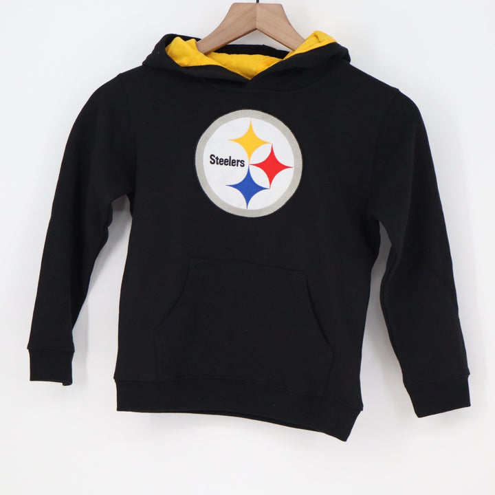 NFL Team Apparel Kids Pittsburgh Steelers Black Gold Hoodie Size 7